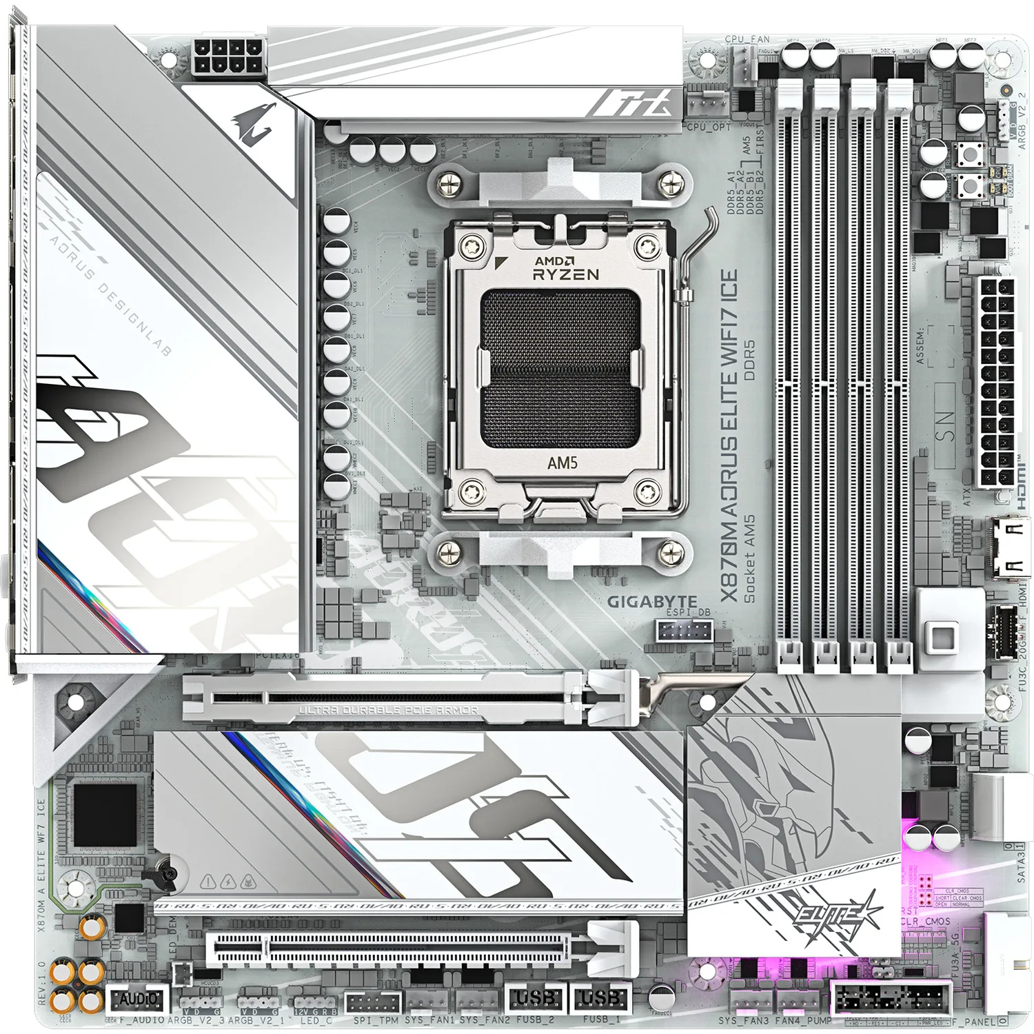 Motherboard Gigabyte X870M A ELITE WIFI 7 ICE DDR5 AM5