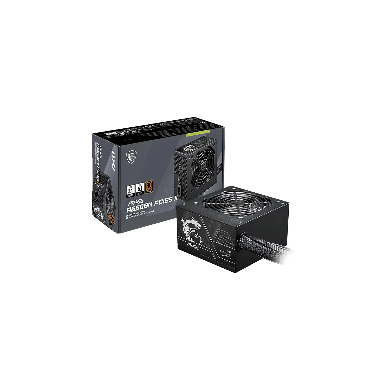 Fuente de Alimentación MSI MAG A650GN II 650W 80 Plus Gold ATX 3.1 MAG A650GN II