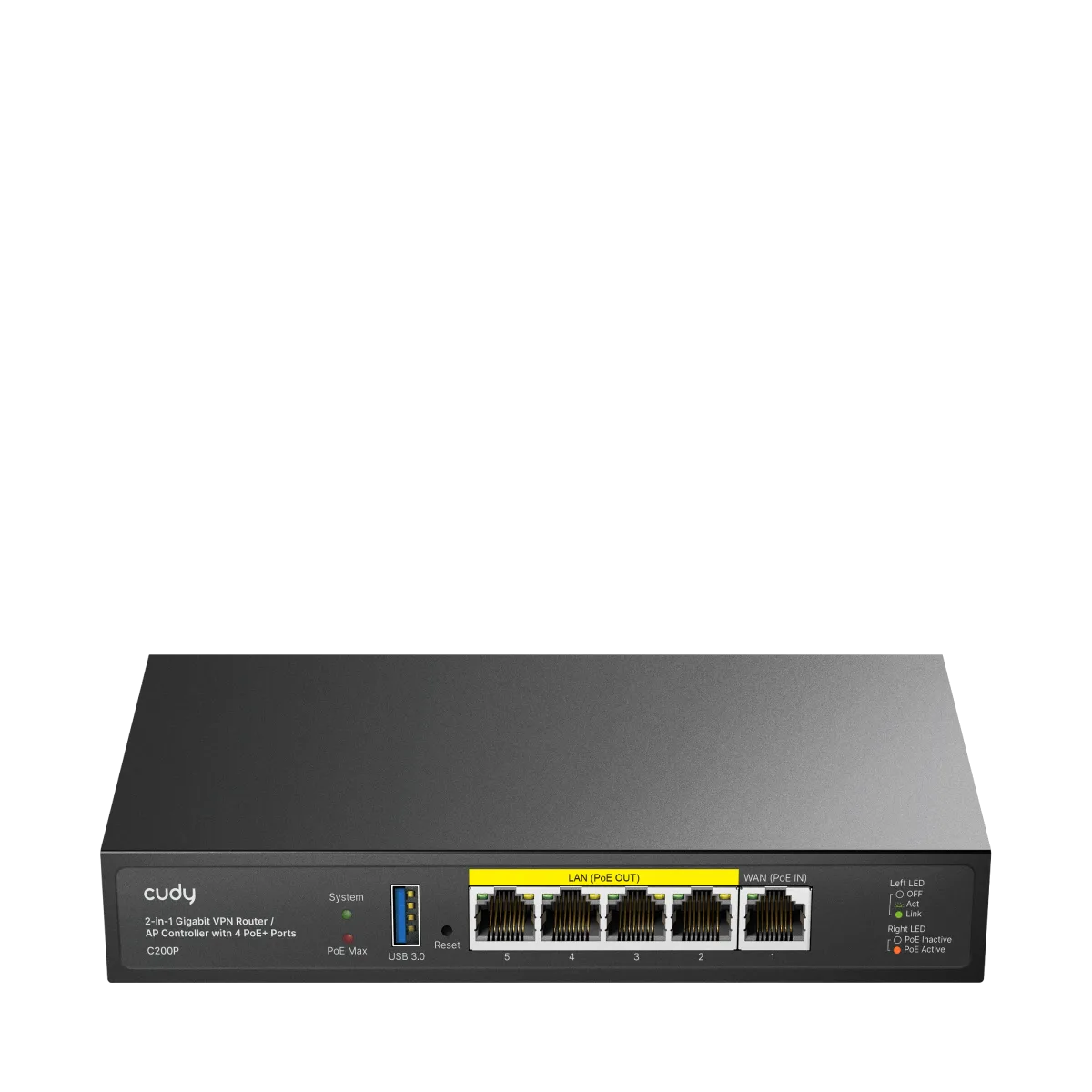 Router VPN Gigabit Cudy C200P con Controlador AP y 4 Puertos PoE+