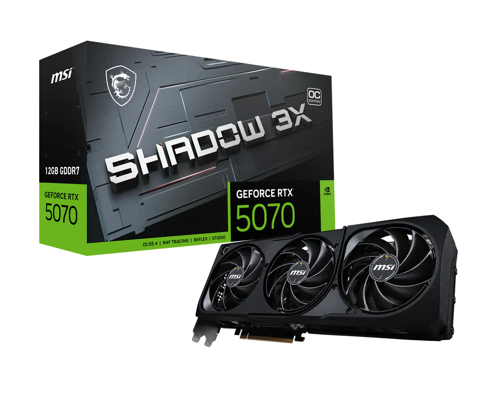 Placa de Video MSI GeForce RTX 5070 12GB GDDR7 Shadow 3X OC