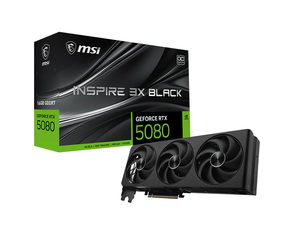 Placa de Video MSI GeForce RTX 5080 16GB GDDR7 Inspire 3X OC Black