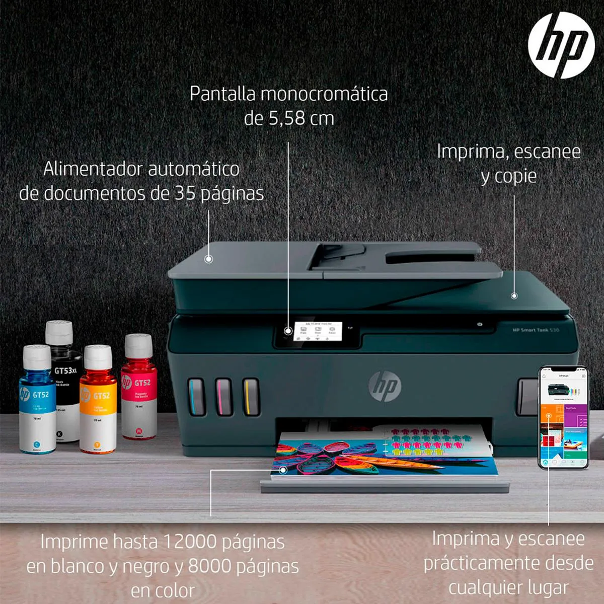 Impresora Multifuncion Hp Smart Tank 530 Color Usb Wifi — foto 11