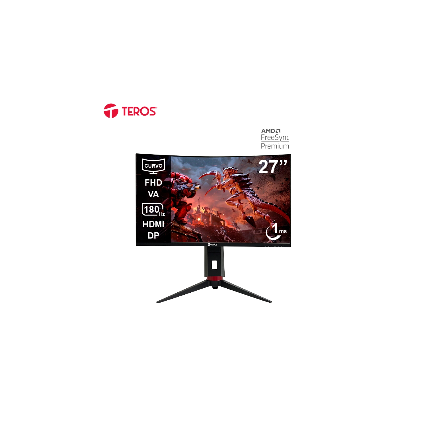 Monitor Teros TE-2766G Gaming 27" Curvo VA FHD (1920X1080) 180Hz 1ms — foto 4
