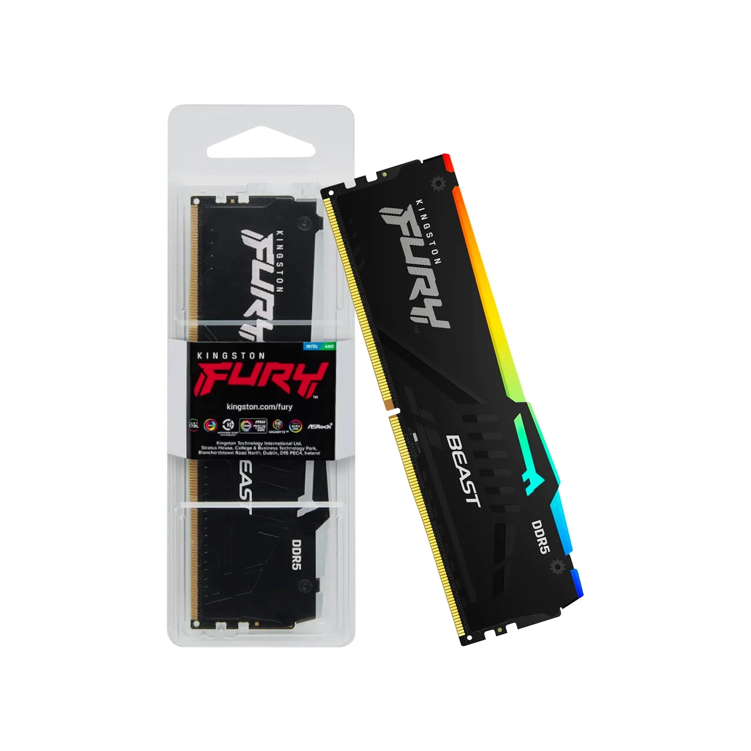 Memoria Ram UDIMM KINGSTON Fury Beast 8GB DDR5 6000MHz CL36 1.35V Single Negro RGB KF560C36BBEA-8