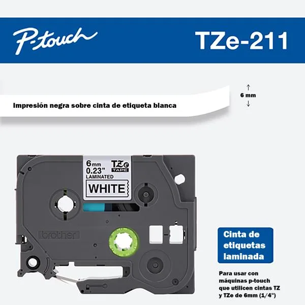 INSUMOS BROTHER CINTA NEGRO EN BLANCO 06MM - 8MTS