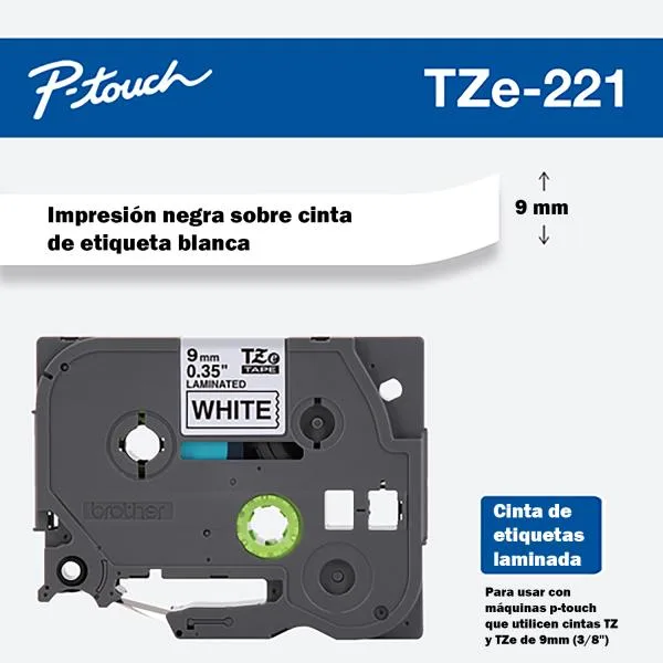 INSUMOS BROTHER CINTA NEGRO EN BLANCO 09MM - 8MTS