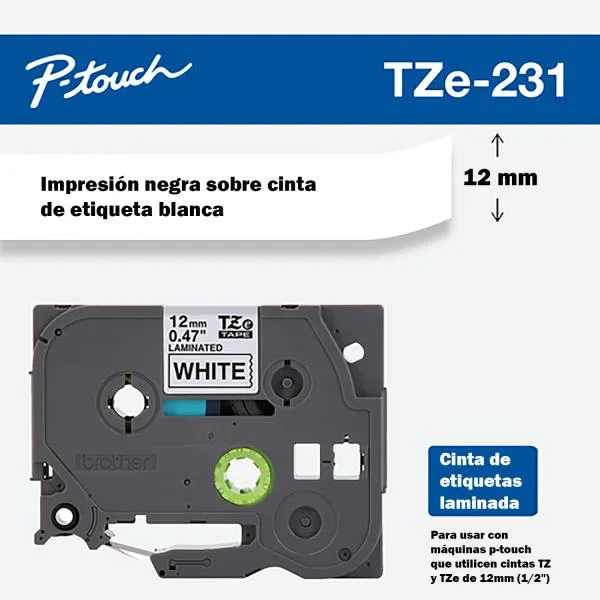 INSUMOS BROTHER CINTA NEGRO EN BLANCO 12MM - 8MTS