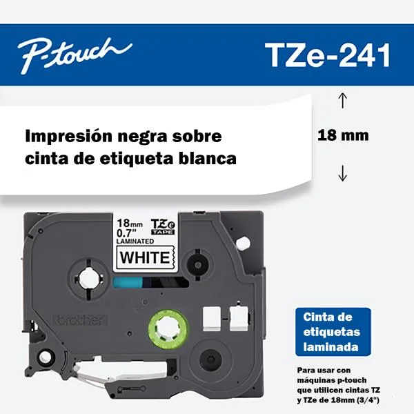 INSUMOS BROTHER CINTA NEGRO EN BLANCO 18MM - 8MTS