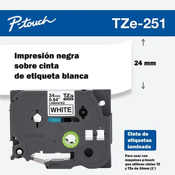 INSUMOS BROTHER CINTA NEGRO EN BLANCO 24MM - 8MTS