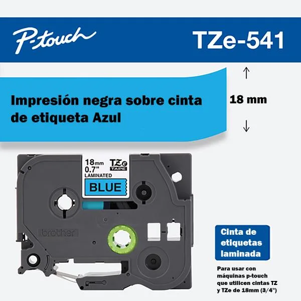 INSUMOS BROTHER CINTA NEGRO EN AZUL 18MM - 8MTS
