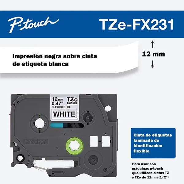 INSUMOS BROTHER CINTA NEGRO EN BLANCO 12MM-8MTS FLEX LAM