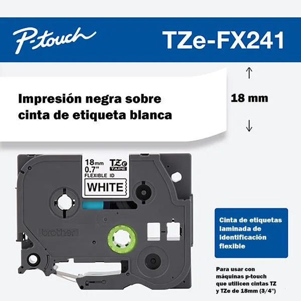 INSUMOS BROTHER CINTA NEGRO EN BLANCO 18MM - 8MTS FLEX