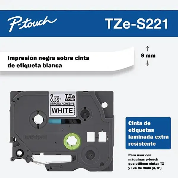 INSUMOS BROTHER CINTA NEGRO EN BLANCO 09MM - 8MTS EXTRA