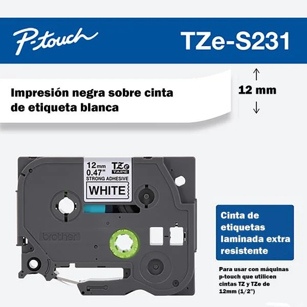 INSUMOS BROTHER CINTA NEGRO EN BLANCO 12MM - 8MTS EXTRA