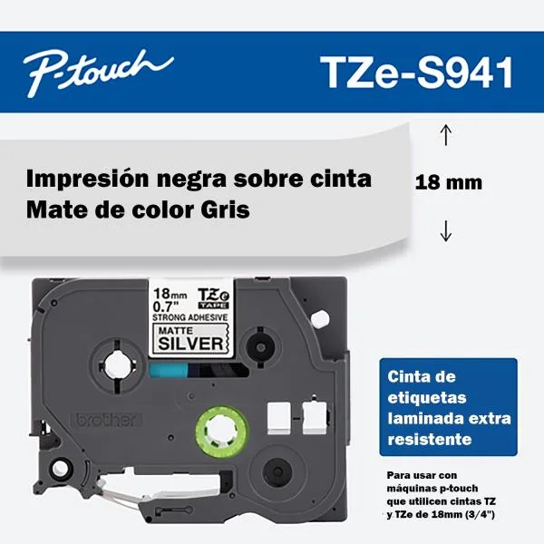 INSUMOS BROTHER CINTA NEGRO EN PLATA 18MM - 8MTS
