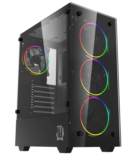 Gabinete Raptor Sentinel TG Mid-Tower RGB Fan x4 w/button control (6718)