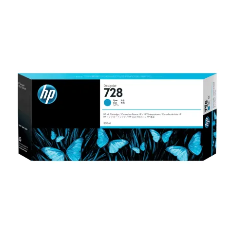 F9K17A HP 728 300-ml Cyan Ink Cartridge (7937)