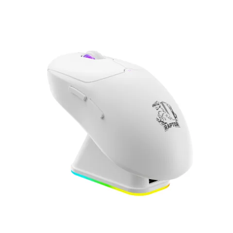 Mouse Gamer Raptor Storm Grip Wireless 4 botones 24000dpi c/base cargadora White (2999)